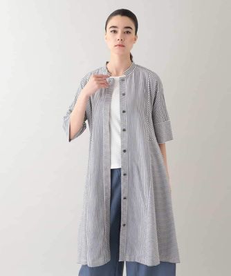 TRUNK HIROKO KOSHINO (Women)/トランクヒロココシノ ストライプＡラインロングブラウス／洗える