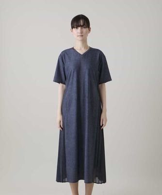 異素材ジョイントサイドプリーツデニムワンピース／洗える | TRUNK