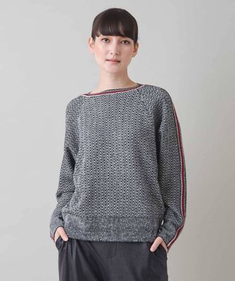 ＜TRUNK HIROKO KOSHINO (Women)＞ヘリンボーンボートネックニットプルオーバー