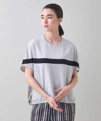 TRUNK HIROKO KOSHINO イレギュラーヘムグラフィックTシャツ グリッターロゴカットソー /日本製/洗える(カットソー・Tシャツ