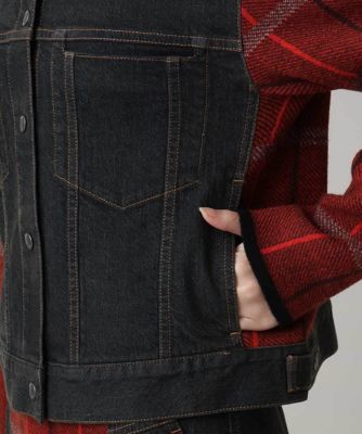 美品 トランクヒロココシノ 総柄ダウンジャケット 幾何学ループ柄 TRUNK M チェックニットジョイントデニム風ジャケット | TRUNK HIROKO KOSHINO