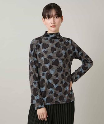 ＜TRUNK HIROKO KOSHINO (Women)＞ハートアニマル柄ボーダーデザインプルオーバー　／洗える