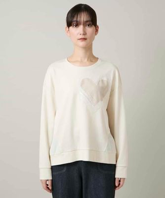 ハートモチーフドッキングデザインプルオーバー ／日本製／洗える
