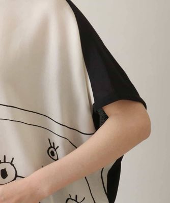 モチーフプリントブラウスＴシャツ　／日本製／洗える