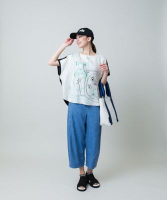 モチーフプリントブラウスＴシャツ　／日本製／洗える