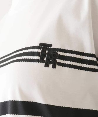 配色ラインロゴ刺繍カットソー　／日本製／洗える