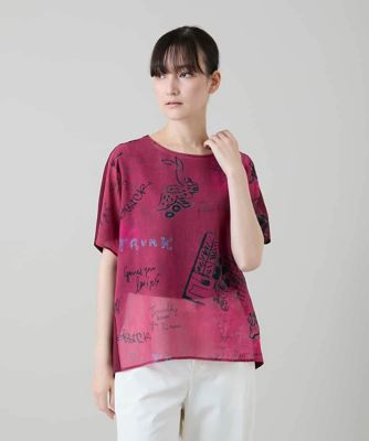 ＜TRUNK HIROKO KOSHINO (Women)＞デニム風アートプリントカットソー／日本製／洗える