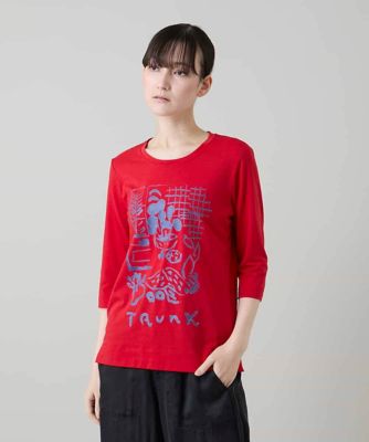 ＜TRUNK HIROKO KOSHINO (Women)＞ウィンドウプリントカットソー／日本製／洗える