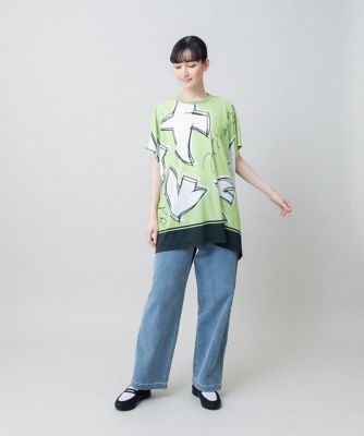 チュニック他　ヒロちゃん❣️ ネコモチーフアートプリントチュニック/日本製/洗える(チュニック