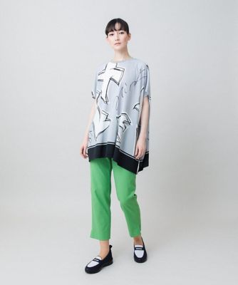 シーバイクロエダンガリー風チュニック HEAVENLY】Shirring Stripe Henryneck PO Tunic｜爽やかなストライプ柄