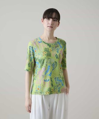 HIROKO KOSHINO ヒロココシノ 五分袖位シャツブラウス グリーン HIROKO 