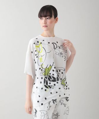 ＜TRUNK HIROKO KOSHINO (Women)＞イラストプリントカットソーブラウス／日本製／洗える