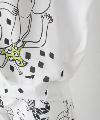 イラストプリントカットソーブラウス／日本製／洗える