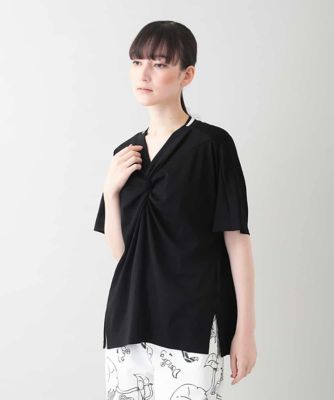 ＜TRUNK HIROKO KOSHINO (Women)＞配色リブ切り替えツイストカットソー　／日本製／洗える