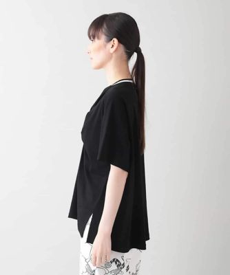 配色リブ切り替えツイストカットソー　／日本製／洗える