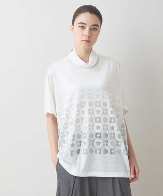 TRUNK HIROKO KOSHINO (Women)/トランクヒロココシノ メタリックプリントハイネックプルオーバー　／日本製／洗濯機で洗える