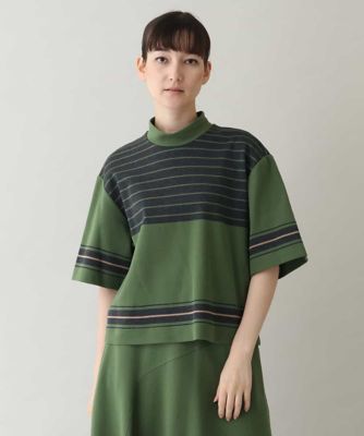 TRUNK HIROKO KOSHINO (Women)/トランクヒロココシノ ジャカードボーダーショート丈プルオーバー／日本製／洗える