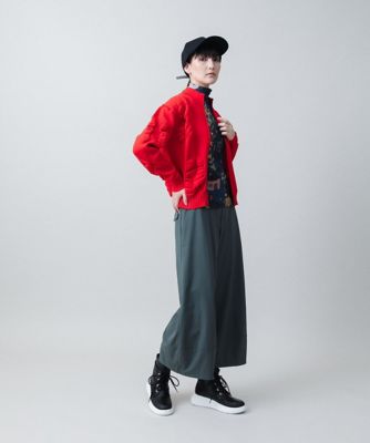 立体ヘムデザインワイドパンツ／洗える