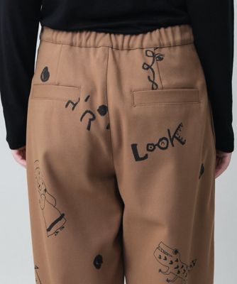 手書きモチーフバレルレッグパンツ　／洗える