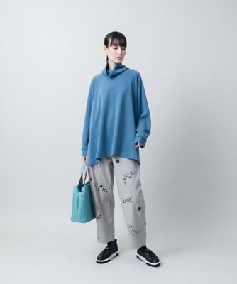 手書きモチーフバレルレッグパンツ　／洗える