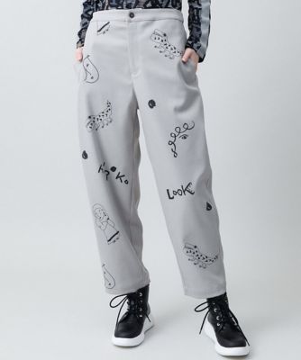 手書きモチーフバレルレッグパンツ　／洗える