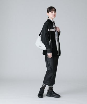 【洗濯機で洗える】ストレッチレザーワイドフォルムパンツ