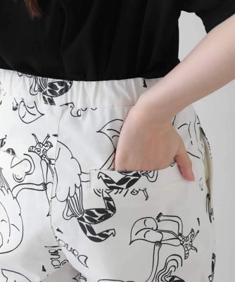 イラストプリントデザインパンツ／洗える