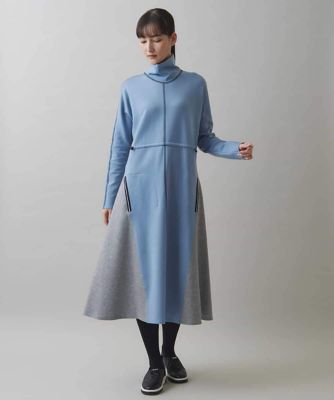 TRUNK HIROKO KOSHINO (Women)/トランクヒロココシノ ブロッキングデザインドルマンワンピース /日本製/洗える