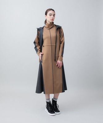 ブロッキングデザインドルマンワンピース ／日本製／洗える