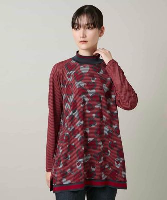 ＜TRUNK HIROKO KOSHINO (Women)＞ハートアニマル柄ボーダーデザインチュニック　／洗える