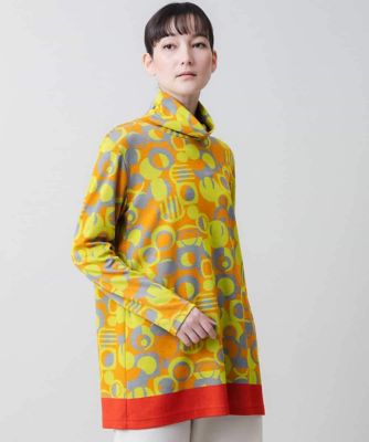 TRUNK HIROKO KOSHINO (Women)/トランクヒロココシノ 幾何学柄ハイネックプルオーバー /日本製/洗える