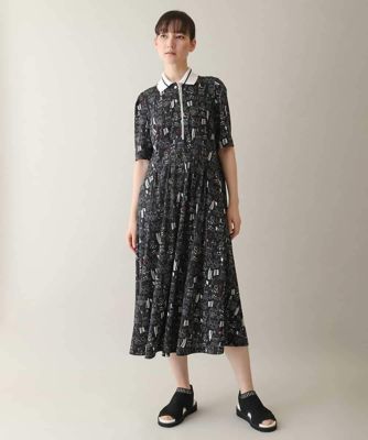 ＜TRUNK HIROKO KOSHINO (Women)＞モチーフ総柄プリントワンピース　／日本製／洗える