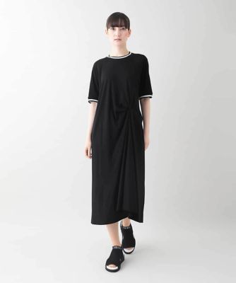 TRUNK HIROKO KOSHINO (Women)/トランクヒロココシノ 配色リブツイストデザインワンピース／日本製／洗える