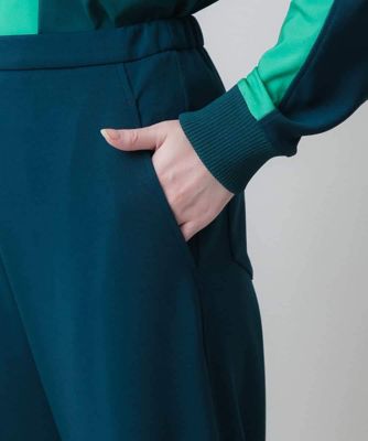 裾タックダンボールニットパンツ　／洗える