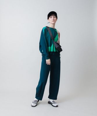 裾タックダンボールニットパンツ　／洗える