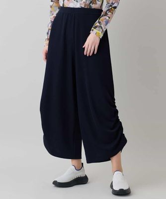 ＜TRUNK HIROKO KOSHINO (Women)＞ドロストギャザーリブニットワイドパンツ　／日本製／洗える