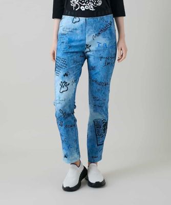 ＜TRUNK HIROKO KOSHINO (Women)＞デニム風アートプリントレギンスパンツ／日本製／洗える