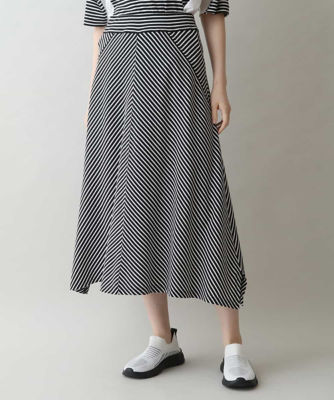 ＜TRUNK HIROKO KOSHINO (Women)＞ミラノリブボーダーＡラインスカート／日本製／洗える