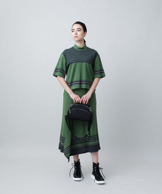 ジャカードボーダーアシンメトリースカート／日本製／洗える