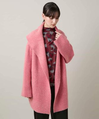 stola. ウールリバーショール衿コート ピンク ソフトウールリバースタンドカラーコート | LE PHIL（ル フィル