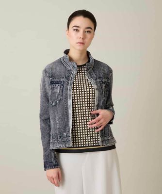 ＜TRUNK HIROKO KOSHINO (Women)＞立体ストレッチデニムスタンドカラージャケット／日本製／洗える