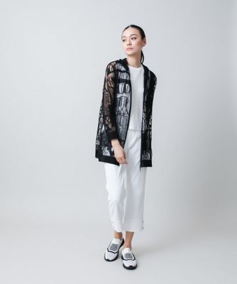 幾何柄シアーロングパーカー／日本製／洗える