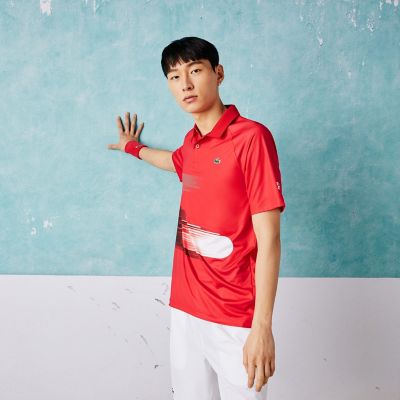 ＜三越伊勢丹/公式＞【SALE】LACOSTE/ラコステ 「ノバク・ジョコビッチ」テニスボールグラフィックウルトラドライポロシャツ レッド スポーツウェア【三越伊勢丹/公式】