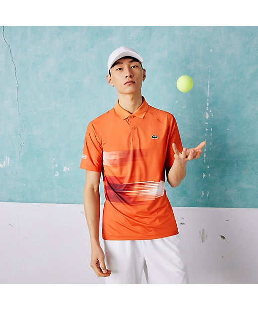 【SALE】「ノバク・ジョコビッチ」テニスボールグラフィックウルトラドライポロシャツ オレンジ スポーツウェア