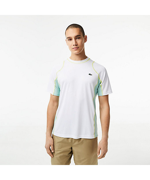 【SALE】テクニカルカッティング鹿の子地テニスTシャツ ホワイト スポーツウェア