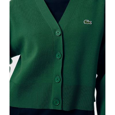 クロップド丈 ミラノリブニットVネックカーディガン | LACOSTE