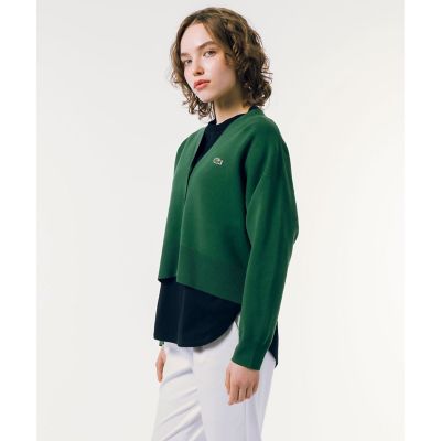 LACOSTE / ラコステ クロップド丈 ミラノリブニットVネックカーディガン LACOSTE｜クロップド丈 ミラノリブニットVネックカーディガン