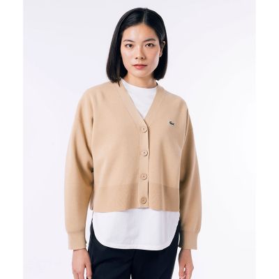 ラコステ　ミラノリブニットカーディガンジャケット　ネイビー　サイズ2（S） LACOSTE / ラコステ ミラノリブニットカーディガンジャケット