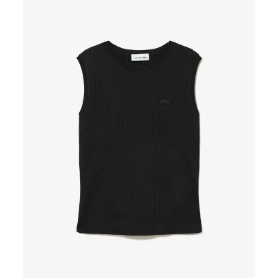 タンクトップ ノースリーブ UVカット クールマックスリブニットタンクトップ レディース LACOSTE タンクトップ ノースリーブ UVカット クールマックス