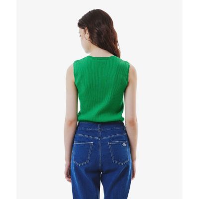 タンクトップ ノースリーブ UVカット クールマックスリブニットタンクトップ レディース LACOSTE タンクトップ ノースリーブ UVカット クールマックス
